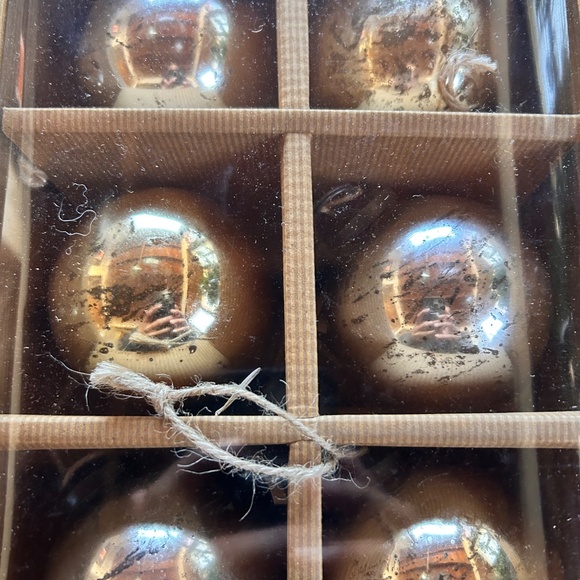 3 boxes Pottery Barn Gold Mercury Glass Ornaments - Picture 3 of 3